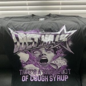 That’s A Awful Lot of Cough Syrup Graphic T-Shirt Black Purple Size XL Men's